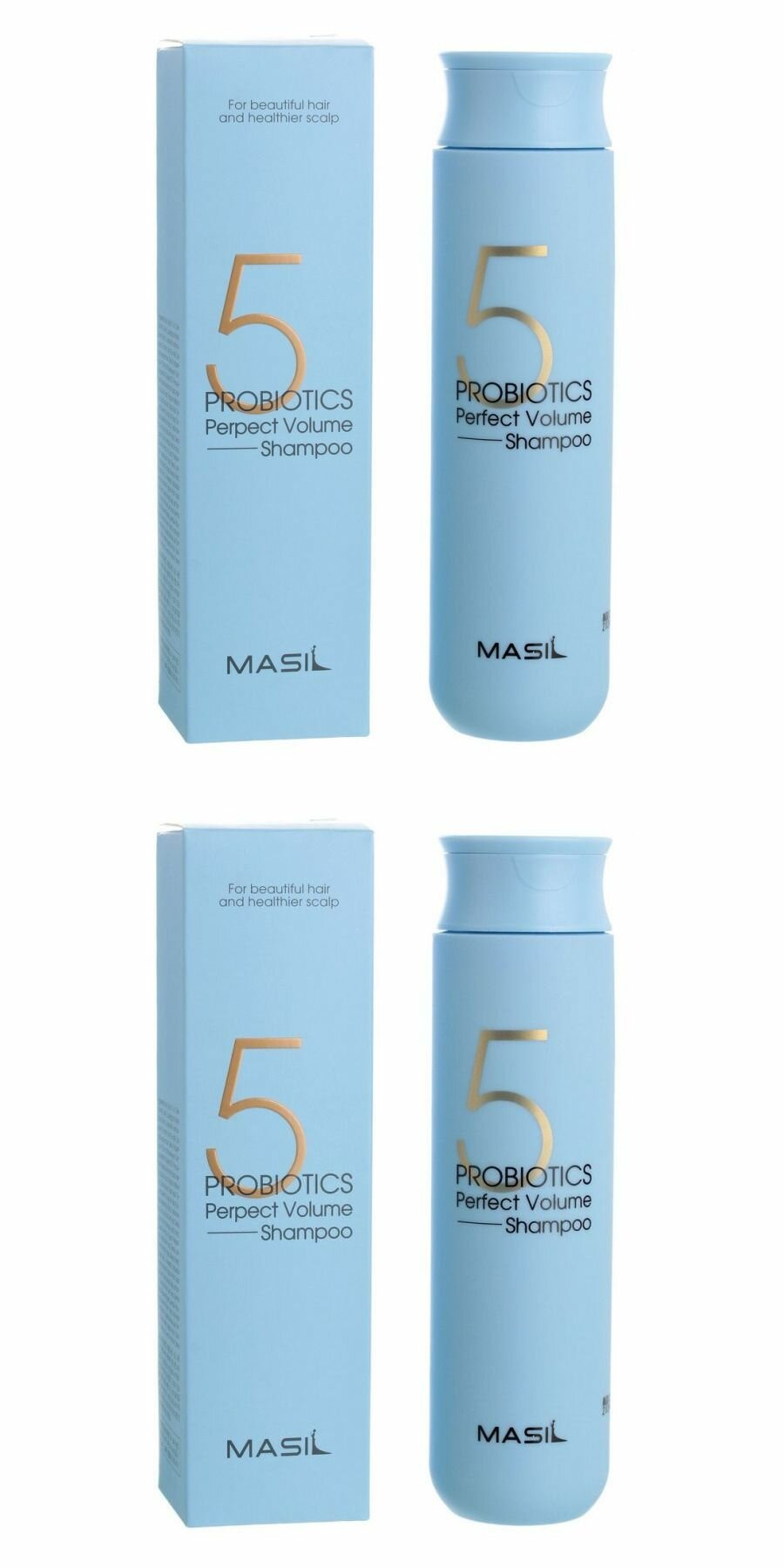 MASIL Шампунь для объёма волос 5 Probiotics Perpect Volume Shampoo, с пробиотиками, 300 мл, 2 шт.