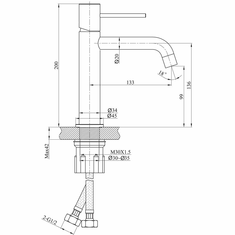 Смеситель для раковины Raiber Graceful RPB-001 - фото №10