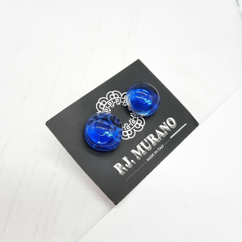 Серьги пусеты PJ Murano муранское стекло бесцветный синий 1400₽