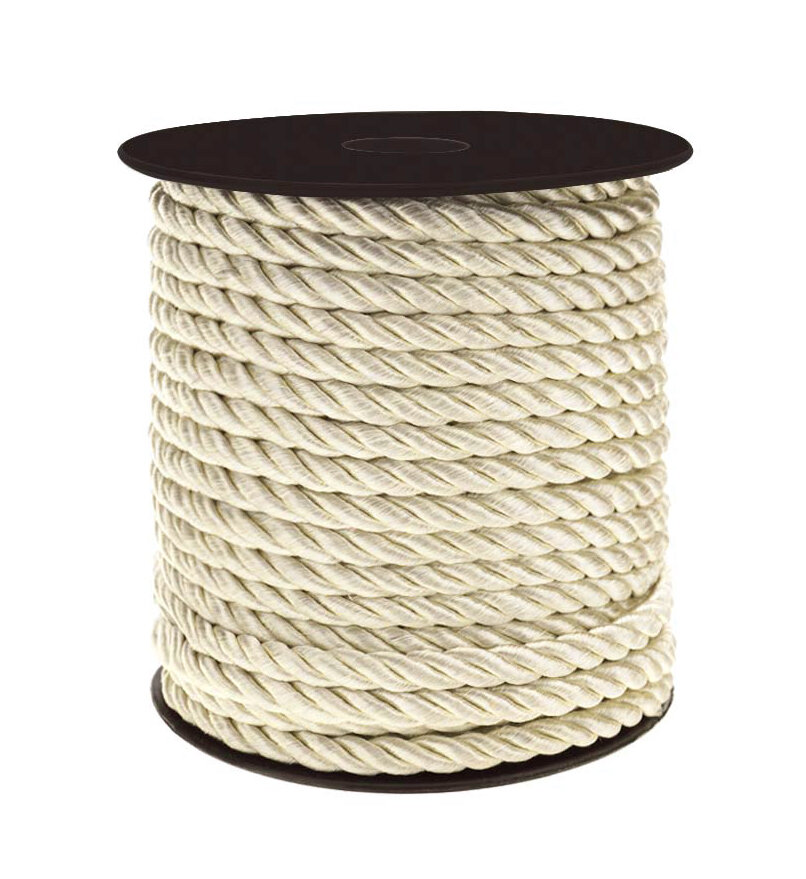 Шнур витой декоративный для рукоделия 5 мм молочный 19 метров / Шнур крученый на бобине