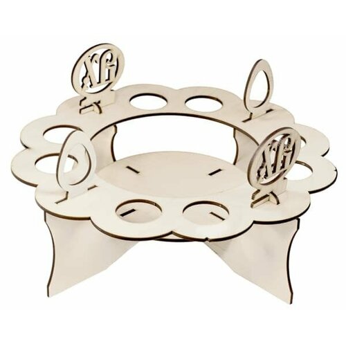 Деревянная заготовка сборная DMO для творчества и декорирования Подставка пасхальная для 8 яиц и кулича 275 х 275 х 150 мм Деревянный онструктор 610₽