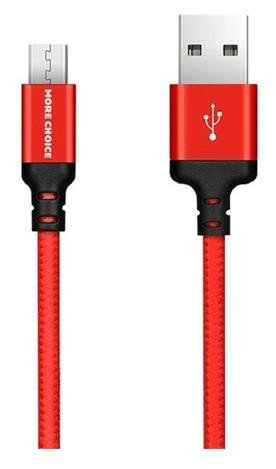 Кабель (MORE CHOICE (4627151190211) K12m Дата-кабель USB 2.1A для micro USB - 1м Red Black)