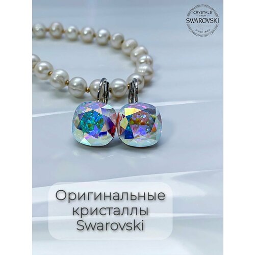 Серьги Серьги Crystal АВ 12 мм, родий, кристаллы Swarovski, размер/диаметр 12 мм, желтый, розовый