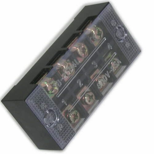 Клеммная колодка винтовая с крышкой 8 контактов М4 25 А 600 В 10 AWG 6 мм2 5 штук 379₽