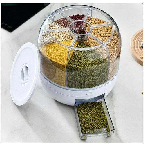 Диспенсер для круп и сыпучих продуктов 6л с дозатором крутящийся 2000₽