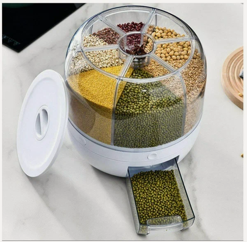 Изображение товара Диспенсер для круп и сыпучих продуктов 6л, с дозатором, крутящийся