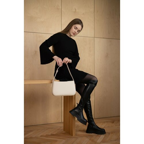 Сумка багет Vael, фактура матовая, гладкая, white