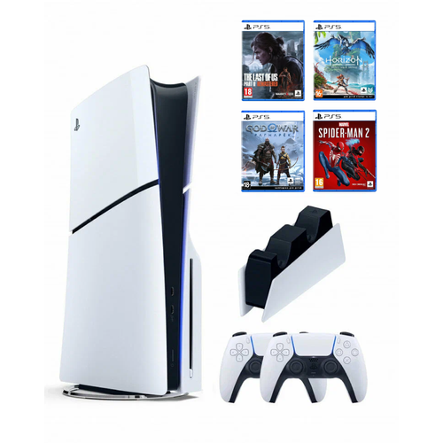 PS5 ПС5 Приставка Sony Playstation 5 slim 1 Tb2-ой геймпадбелыйзарядноеGog of WarЧП2HWFTLOU2 96500₽