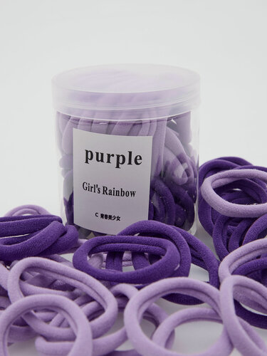 Изображение товара Резинки для волос в банке набор 50 штук сиреневый и фиолетовый