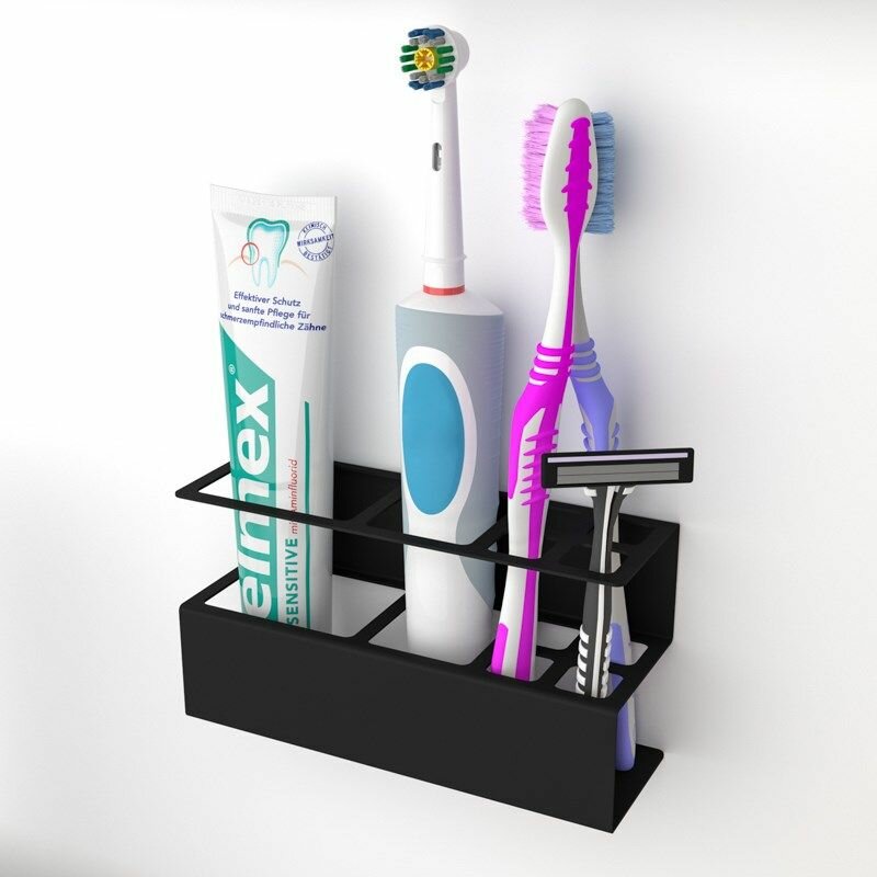 Держатель для хранения зубных щеток и аксессуаров для ванны черный REXANT