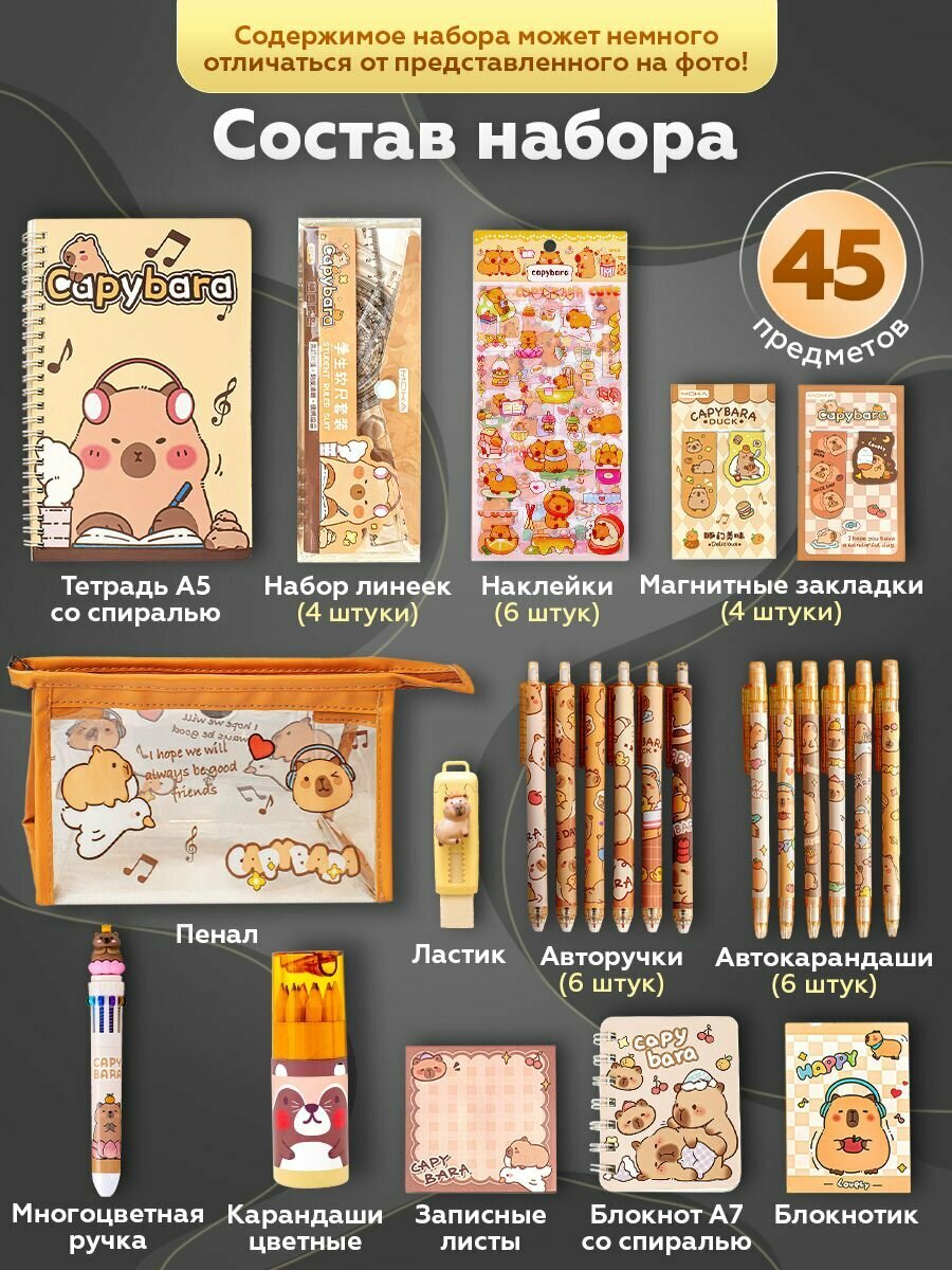 Подарочный набор канцелярии Капибара Magic Box для мальчика и девочки — фото 1