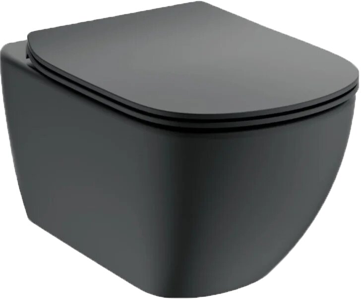 Унитаз подвесной Ideal Standard Tesi T3527V3 с микролифтом безободковый черный без бачка фарфоровый антивсплеск овальный