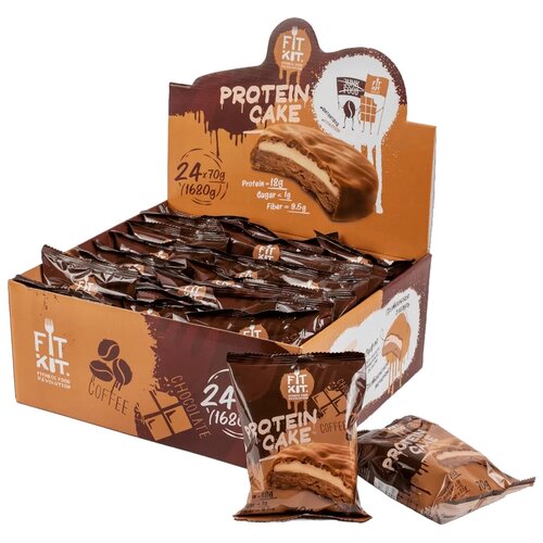 fitkit protein cake 1шт 70г фисташка Печенье FITKIT Protein Cake, 1680 г, шоколад-кофе