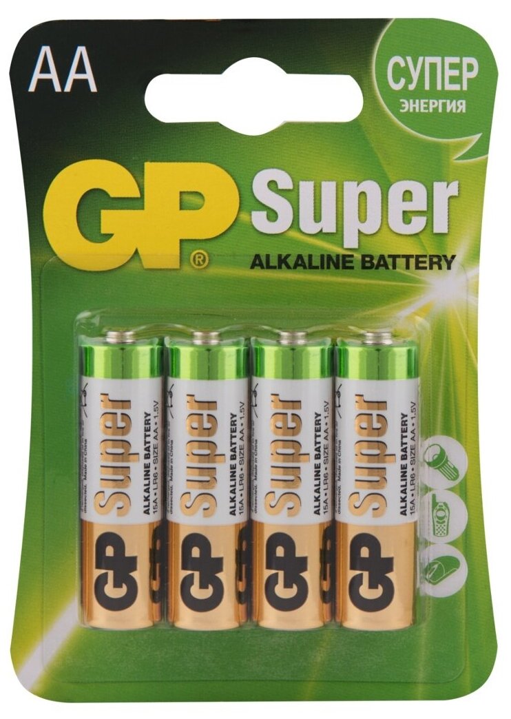 Батарейки GP Алкалиновые Super Alkaline 15А АA - 4 шт. в пленке