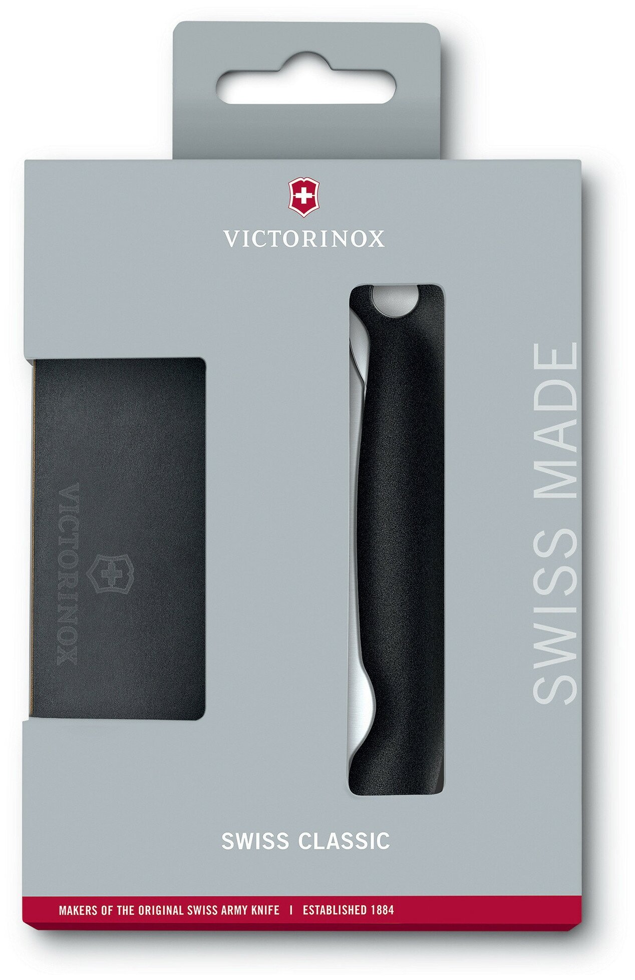 Нож кухонный Victorinox Swiss Classic (6.7191.F3) стальной столовый лезв.110мм серрейт. заточка черный карт.коробка