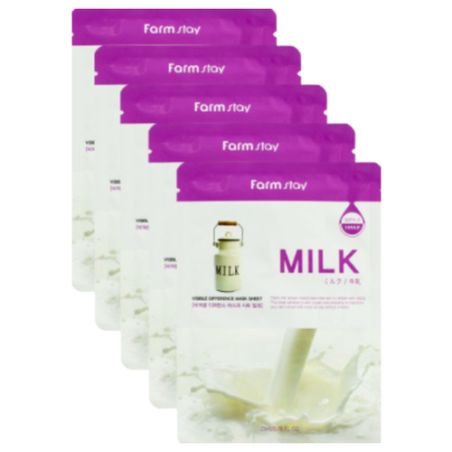 фото Farmstay набор тканевых масок с молочными протеинами - visible difference mask sheet milk, 5шт