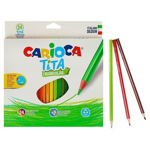 CARIOCA Карандаши пластиковые 24 цвета Carioca Tita, 3.0 мм, трёхгранные, картонная коробка