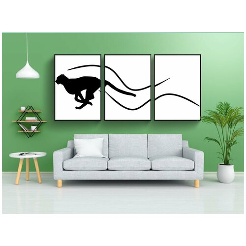 фото Набор модулных постеров для интерьера "гепард, татуировка, запустить" 60x90 см. в тубусе, без рамки lotsprints