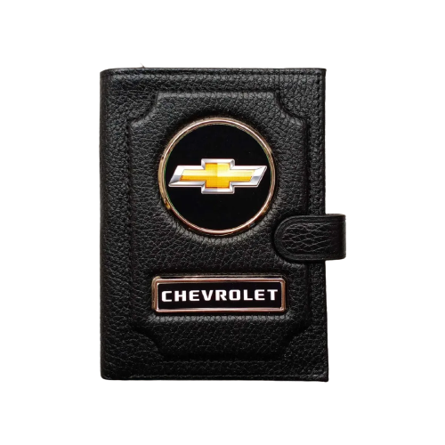 Обложка для автодокументов и паспорта Chevrolet (шевроле) кожаная флотер 4 в 1