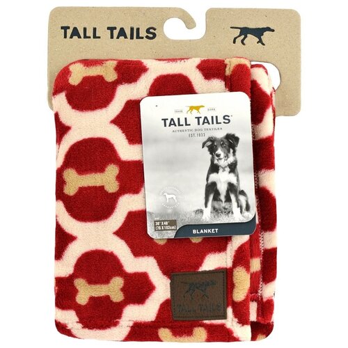 Подстилка-плед для собак и кошек Tall Tails 102х76 см 102 см 76 см прямоугольная красно-бежевое с косточками