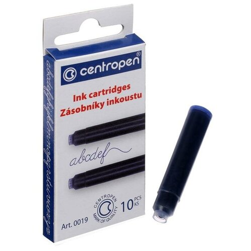 Centropen Картриджи для перьевых ручек Centropen 0019/10, 10 штук, чернила синие