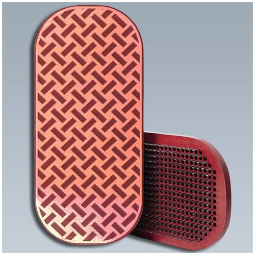 фото Доска с гвоздями садху для йоги / овал / узор мозаика - 1821 / красная чакра