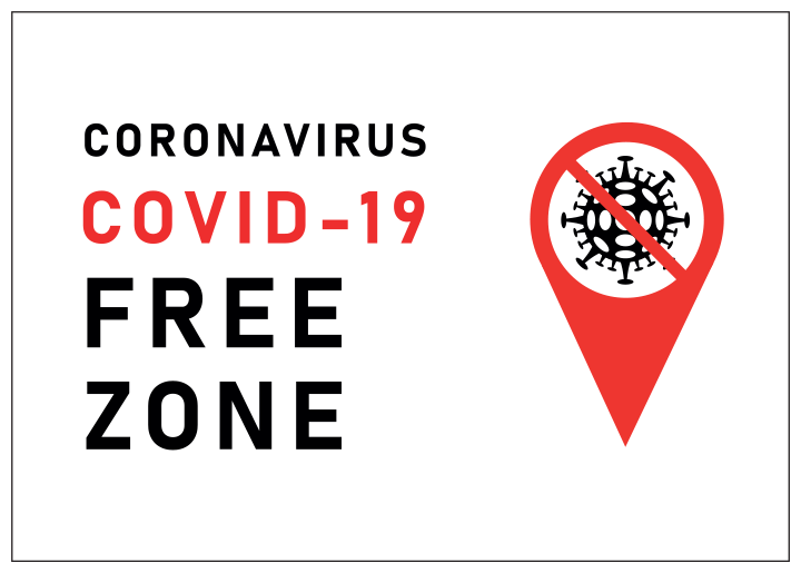 Плакат FREE ZONA COVID-19 (Зона свободная от КОВИД-19) 1 лист А2.