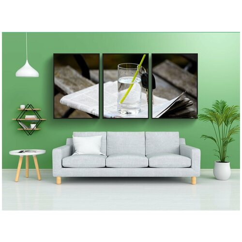 фото Набор модулных постеров для интерьера "вода, стакан воды, ключи от машины" 60x90 см. в тубусе, без рамки lotsprints