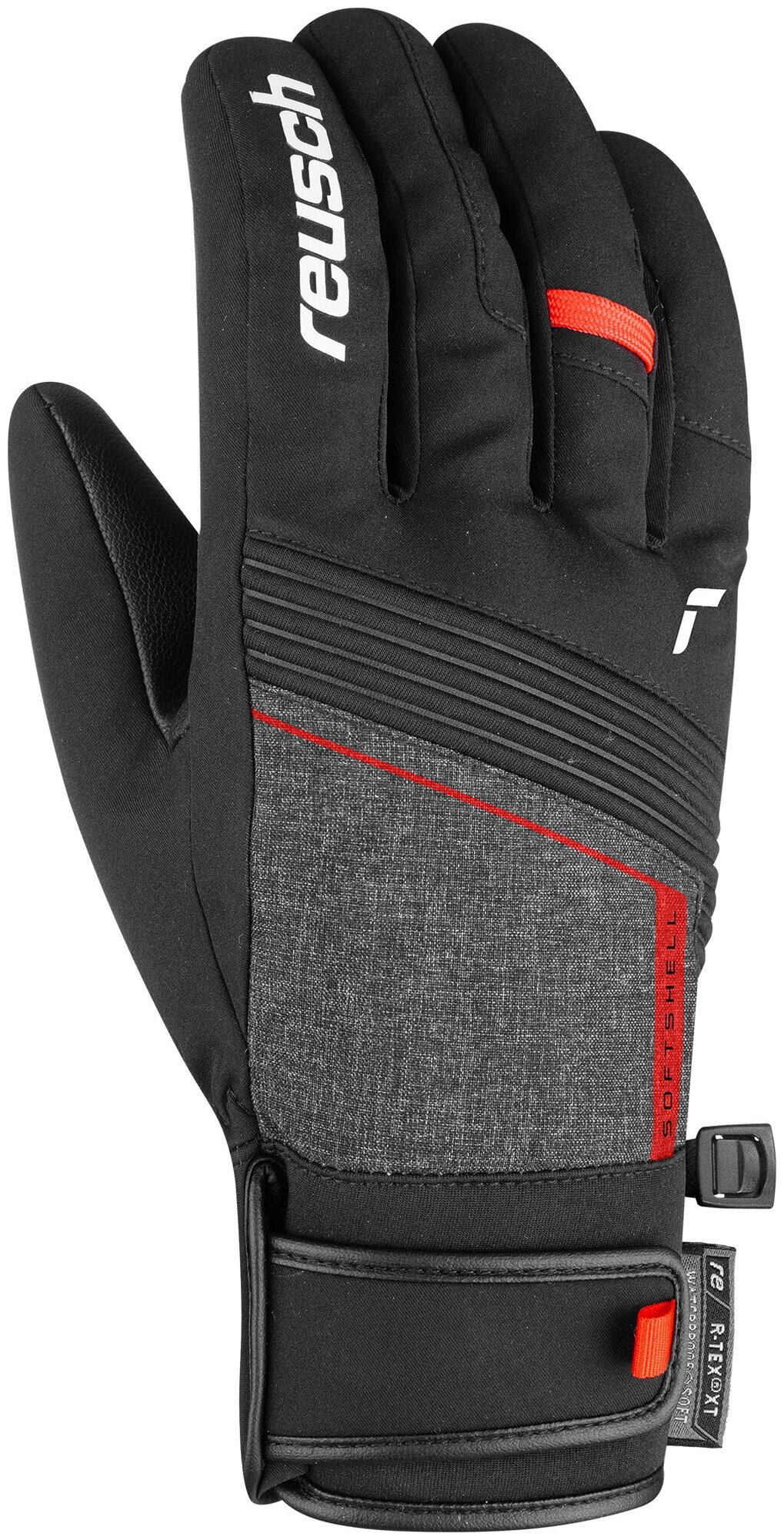 Перчатки горнолыжные REUSCH Luca R-Tex Xt Black/Black Melange/Fire Red (inch (дюйм):7,5) 