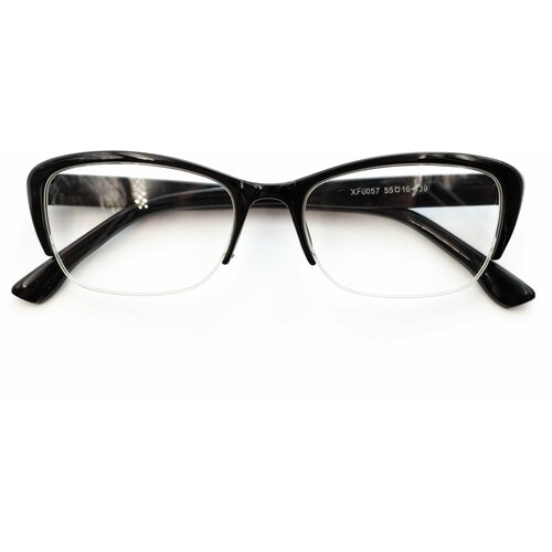 Готовые очки для зрения с диоптриями корригирующие женские +3.75, черный, 0057, пластиковые, полуободковые
