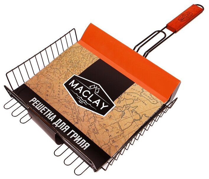 Решётка-гриль для мяса Maclay Premium, хромированная сталь, р. 57 x 31 см, рабочая поверхность 31 x 28 см - фотография № 1