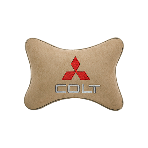 фото Подушка на подголовник алькантара beige c логотипом автомобиля colt vital technologies