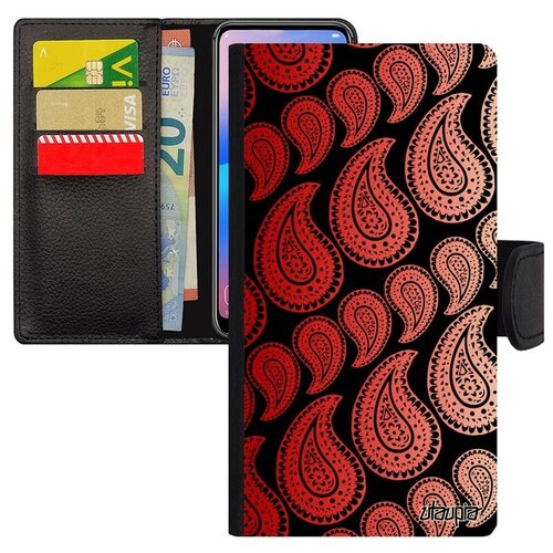 фото Модный чехол книжка на телефон // xiaomi mi 8 // "кружевной узор" восточный дизайн, utaupia, красный