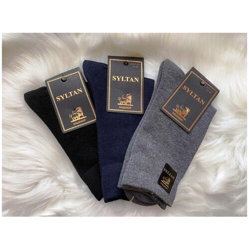 фото Мужские носки syltan, 3 пары, классические, на новый год, размер 41-46, черный, серый
