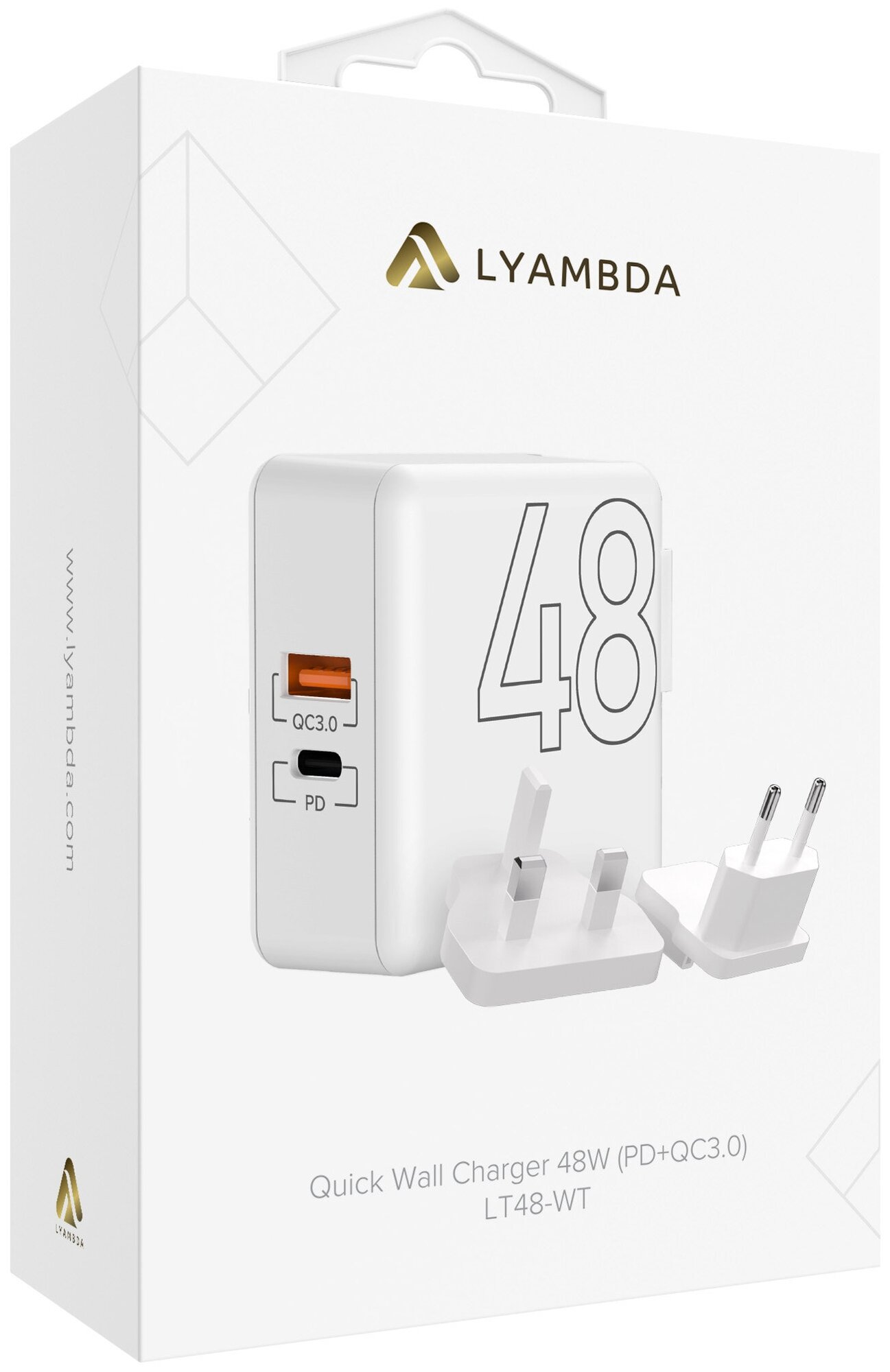 Сетевое зарядное устройство Lyambda 48Вт, USB-C + USB-A, 3A, белый Noname - фото №9