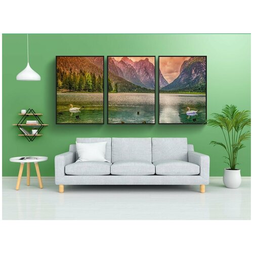 фото Набор модулных постеров для интерьера "природа, пейзаж, озеро" 60x90 см. в тубусе, без рамки lotsprints