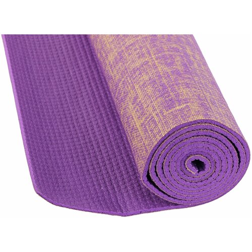 фото Коврик для фитнеса и йоги larsen джутовый фиолетовый р183х61х0,5см