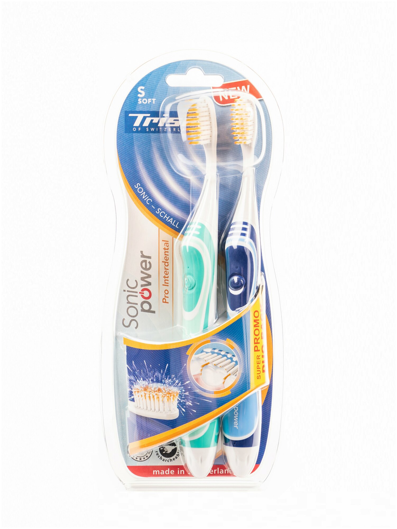 Набор электрических зубных щеток TRISA Sonicpower Akku 661864 Grey-Mint - фотография № 3