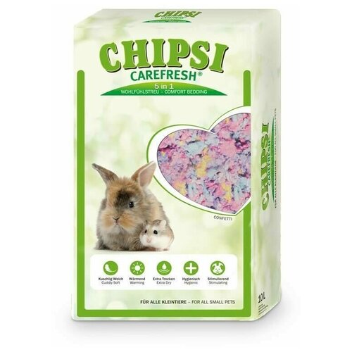 Наполнитель-подстилка Chipsi CareFresh Confetti для мелких домашних животных, бумажный, разноцветный, 10 л