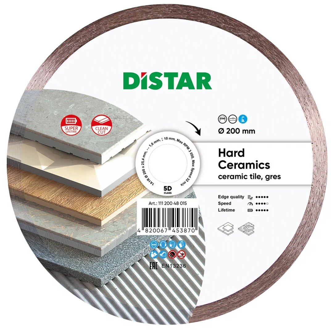 Диск алмазный отрезной Di-Star 1A1R Hard Ceramics 11120048015, 200 мм, 1 шт.