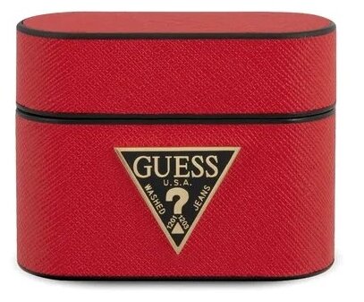 Guess для Airpods Pro Saffiano PU leather case with metal logo Red, шт