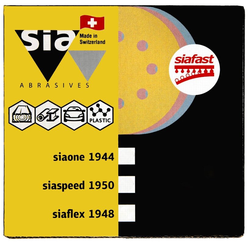 Sia Abrasives siaone 1944 Шлифовальный круг на липучке 125мм 8 отверстий P180 в упаковке 50шт.