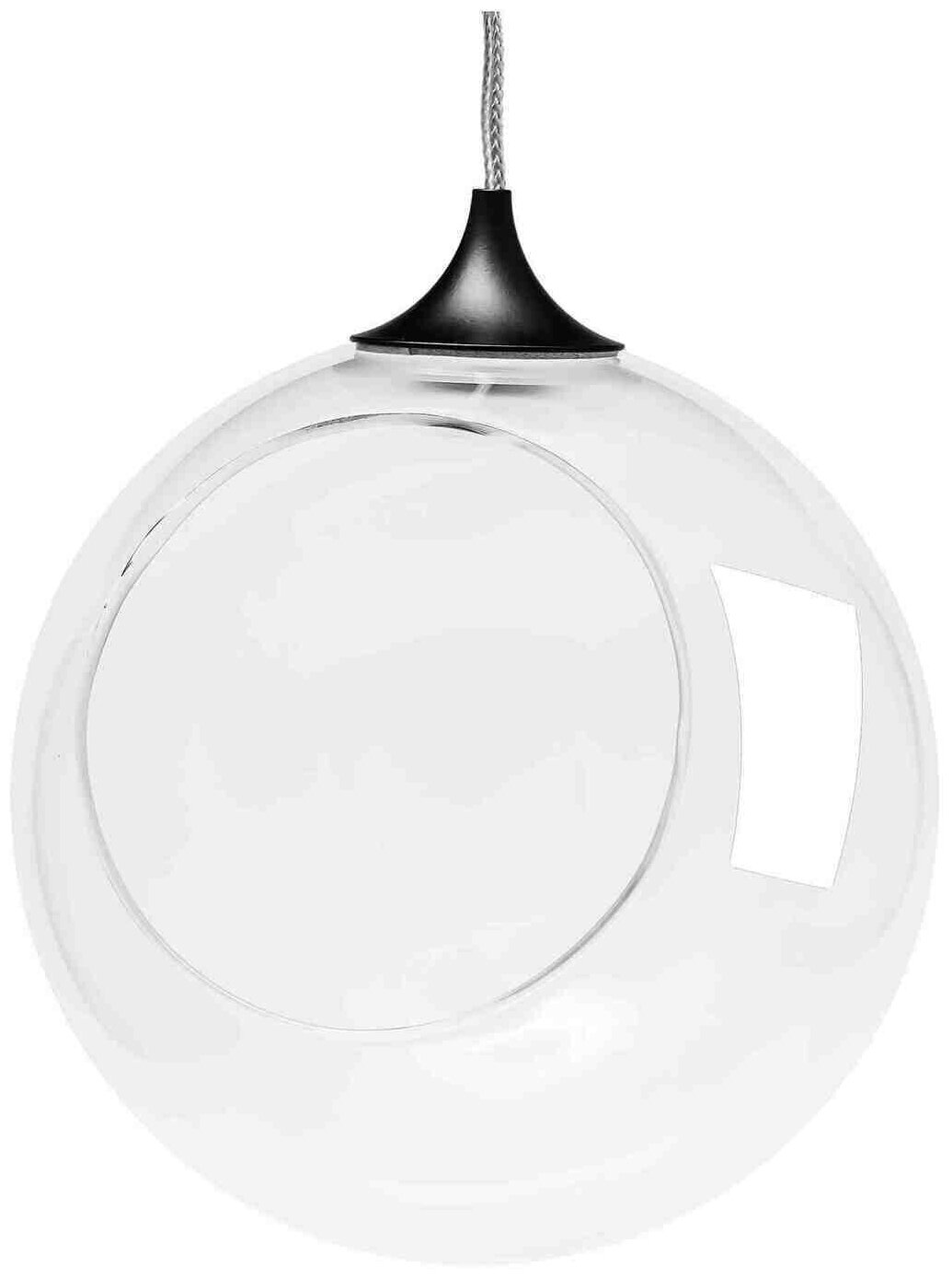 Светодиодный подвесной фитосветильник, Стеклянный шар Apeyron Fito без наполнения, кабель 1 м, 1Вт, 100Лм, IP20, 220В, FT 3-01, черный