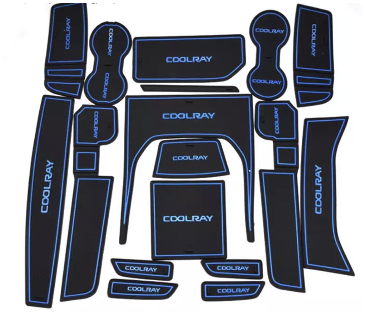 Комплект силиконовых ковриков в салон Geely Coolray/ Джили Кулрей 2020-2022 г. в blue