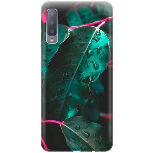 фото Re:pa накладка transparent для samsung galaxy a7 (2018) с принтом "капли на листьях"