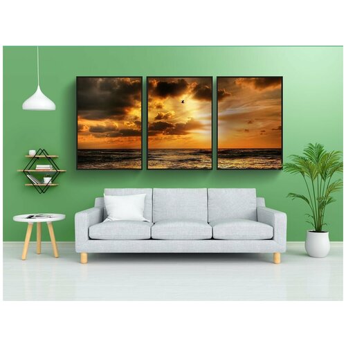 фото Набор модулных постеров для интерьера "чайка, заход солнца, дания" 60x90 см. в тубусе, без рамки lotsprints