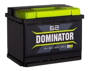 DOMINATOR 562108060 Аккумулятор 6СТ-62VLR 62Ah 620A 242х175х190 полярность 0 клеммы A тип крепления В3/В13 1шт