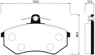 Дисковые тормозные колодки передние SANGSIN BRAKE SP1043 для Hyundai Porter, Volkswagen Passat, Hyundai Grace (4 шт.)