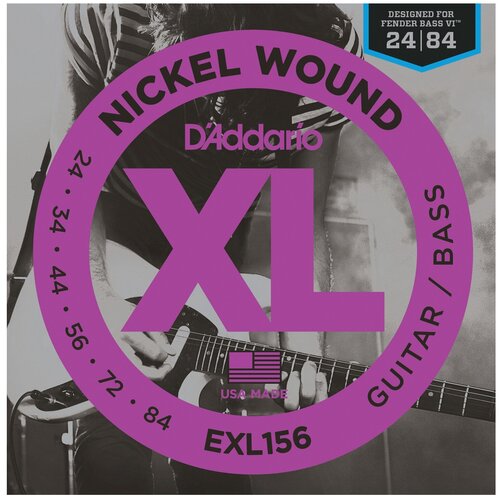 EXL156 Nickel Wound Fender Bass VI Комплект струн для эл. гитары/6-стр. бас-гитары, 24-84, D'Addario