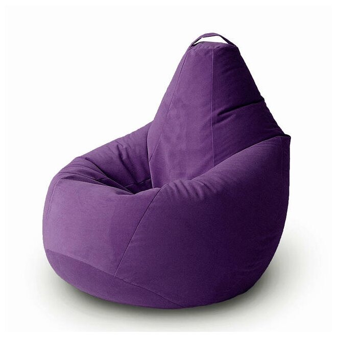 MyPuff кресло-мешок Груша, размер XL-Компакт, мебельный велюр, баклажан - фотография № 1